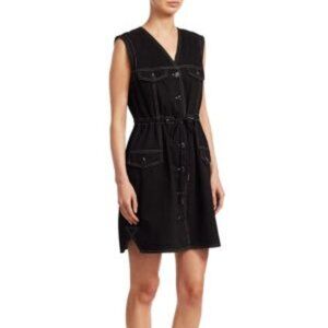 See By Chloe Gabardine Denim Dress Black Size 38 (US 6) Drawstring A-Line